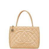 シャネル ココマーク マトラッセ 復刻トート トートバッグ ベージュ キャビアスキン レディース CHANEL 【中古】